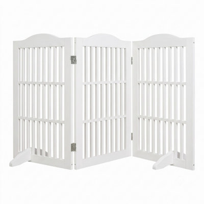 Wooden Freestanding Foldable Pet Gate for Dogs, 30 inch 3 Panels Step Over Fence, Dog Gate for The House, Doorway