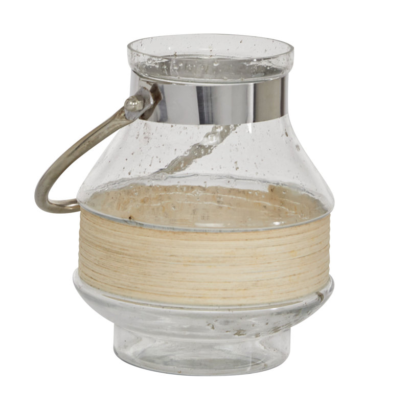 Lanterne porte-bougie en verre transparent