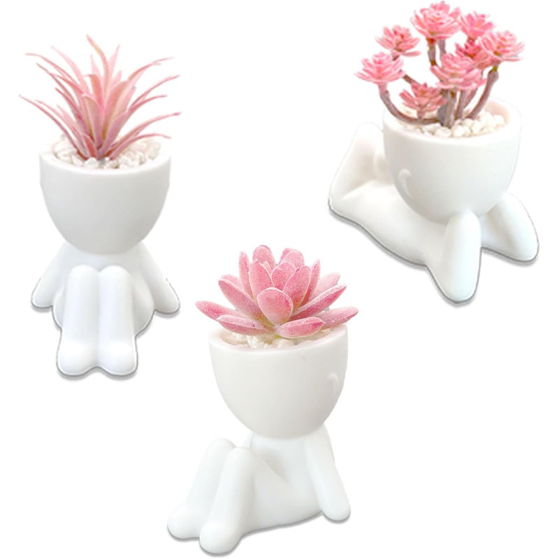 Paquet de 3 plantes artificielles pour plantes grasses, bureau, chambre à coucher, esthétique de salle de bain