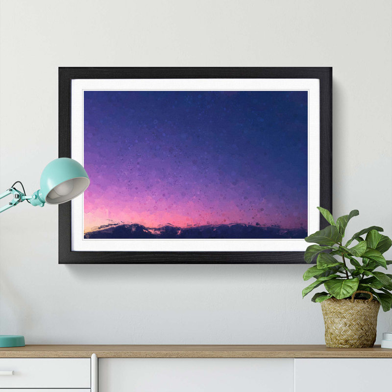 Moon over Iran in Abstract - Picture Frame Graphic Art Print, 48cm H x 65cm W x 2cm D, Black Framed