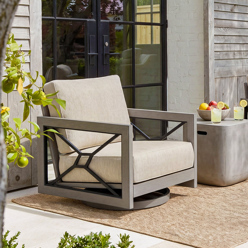 Marindo Patio Aluminum Swivel Club Chair Lounge Chair With Sunbrella Cushions
