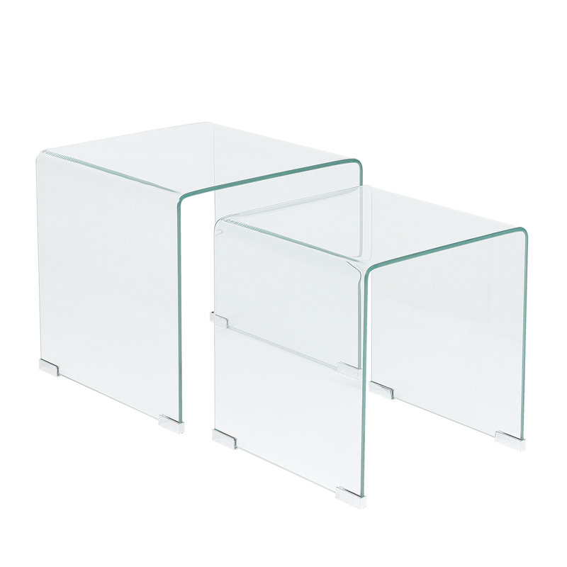Bayville Glass Top Sled Nesting Tables