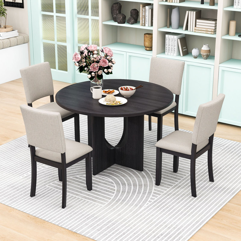 Ensemble de table de salle à manger 5 pièces avec 4 chaises rembourrées