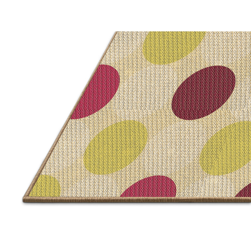 Tapis beige en laine à pois, Rectangle 3 pi x 5 pi