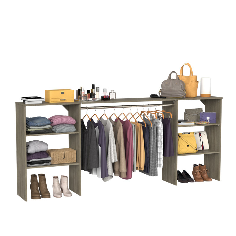 Suitesymphony Base Unit Set With Top Shelf And Closet Rod, Gray