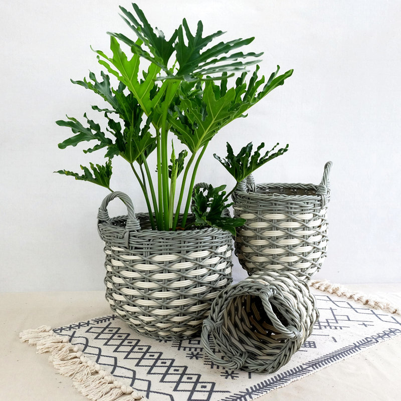 3 rangements et buanderie avec poignées, gris et beige, multifonctionnel, beige, tissé à la main, multifonctionnel pour la maison, poignées