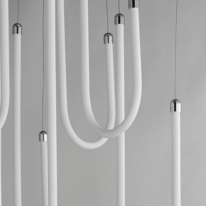 Luminaire suspendu à lumières multiples Soleil, Chrome poli, H 33,25 po x l 35,5 po x P 35,5 po, 8