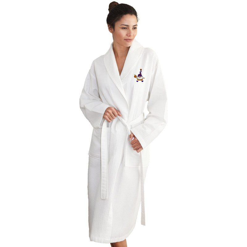 Peignoir brodé tissé gaufré unisexe The Holiday Aisle® 100% coton turc - Gnomes d'Halloween, TG