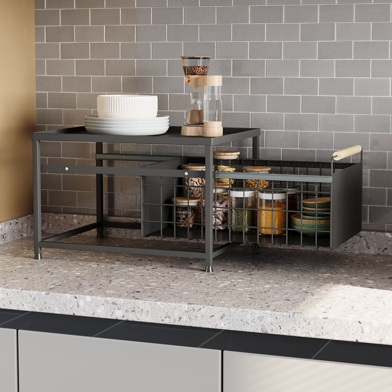 Spice Rack, Black, 25.5cm H x 39cm W x 29.5cm D