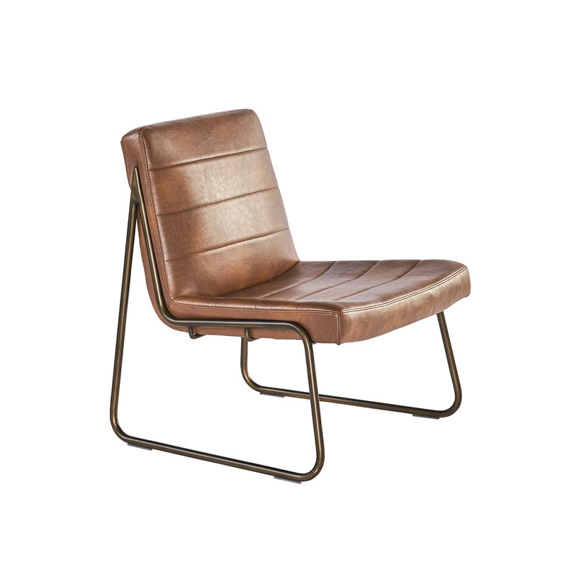 Tufted Side Chair, Bravo Cognac Faux Leather, Bronze