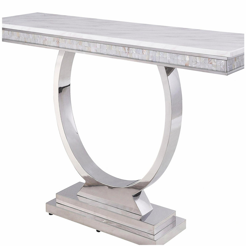 White and Silver Sofa Table