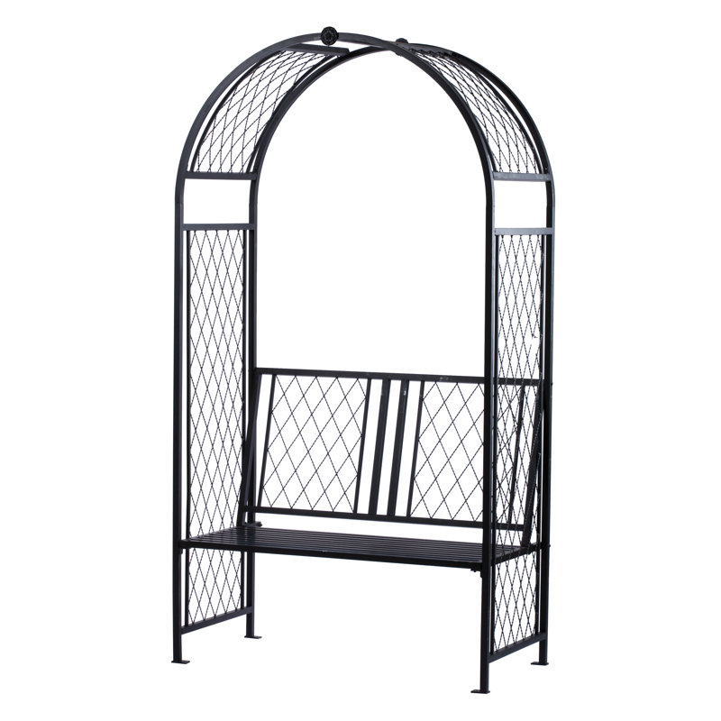 Port Clyde 121cm W x 60cm D Steel Arbour in Black