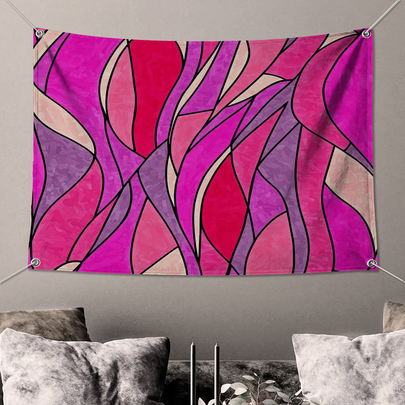 Tapisserie murale abstraite - art mural, H 68 po x l 80 po avec 4 œillets