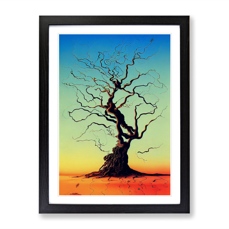 Surreal Tree - Single Picture Frame Print, 64cm H x 46cm W x 2cm D, Black Framed