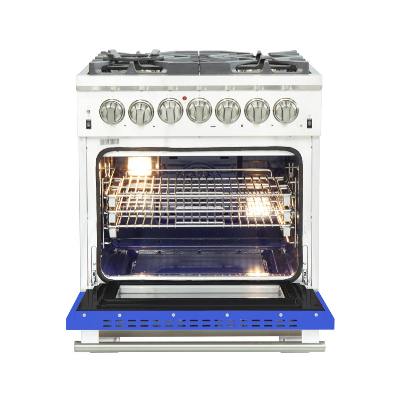 Capriasca - Titanium Professional 30" 4.32 cu. ft. Freestanding Dual Fuel Range with Nightlight, Blue