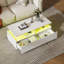 Table basse avec rangement à DEL, table basse rectangulaire avec tiroir coulissant et panneau latéral en acrylique transparent, table centrale ouverte avec lumière intérieure RVB pour le salon-2144285449