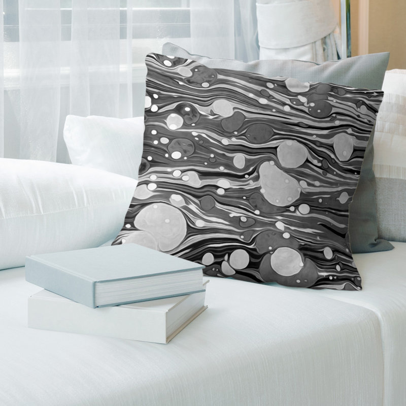 Katelyn Elizabeth Geometric Reversible Throw Pillow, Poly Fill, 14" x 14", Black/White
