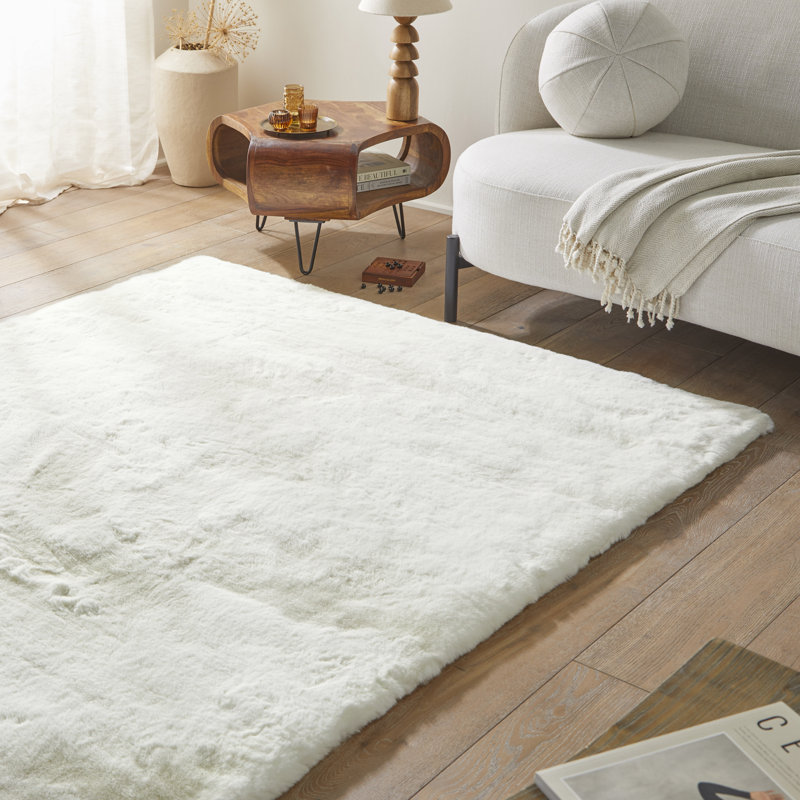 HEAVENLY Solid Colour Machine Made Area Rug, Rectangle 76 x 130 cm, Polar