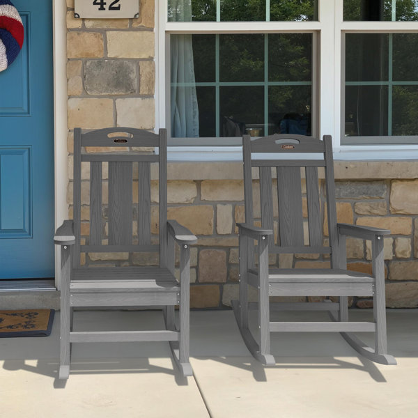 Winston Porter HDPE Rocking Adirondack Chair Rocking Fire Pit Chairs ...