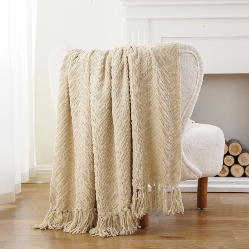 Jeté pour canapé, jeté chaud super doux pour lit simple, couverture en chenille tissée en tricot polyvalente pour le décor de la chambre à coucher