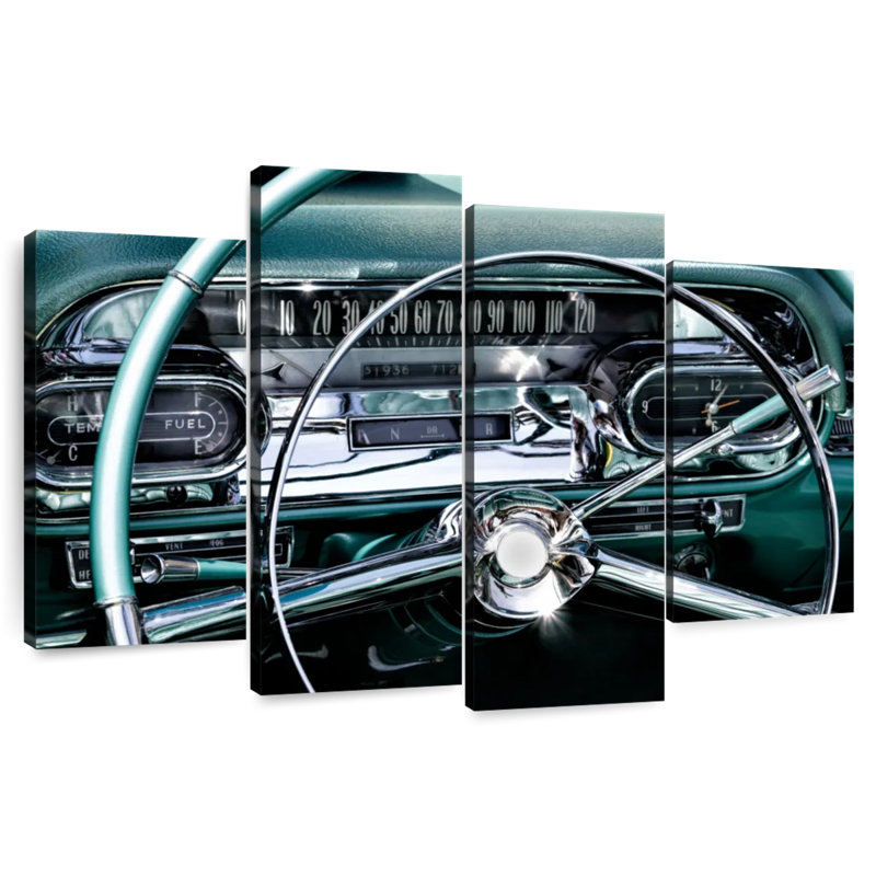 Mehar Vintage Car Chrome Steering, 48" H x 75" W
