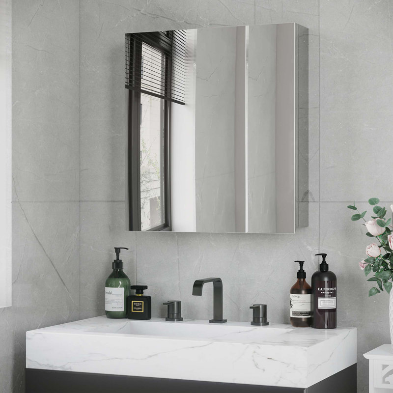 Miroir de salle de bain avec tablettes de rangement, armoire murale de salle de bain