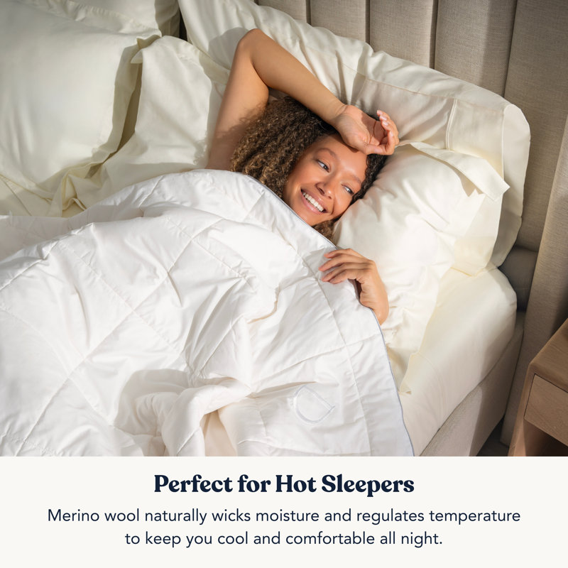Delara Organic Merino Wool Duvet Insert - GOTS, Oeko-TEX & Woolmark Certified, 400TC Organic Cotton Shell, 300 GSM All-Season Warmth, Baffle Box Construction, Machine Washable - Twin