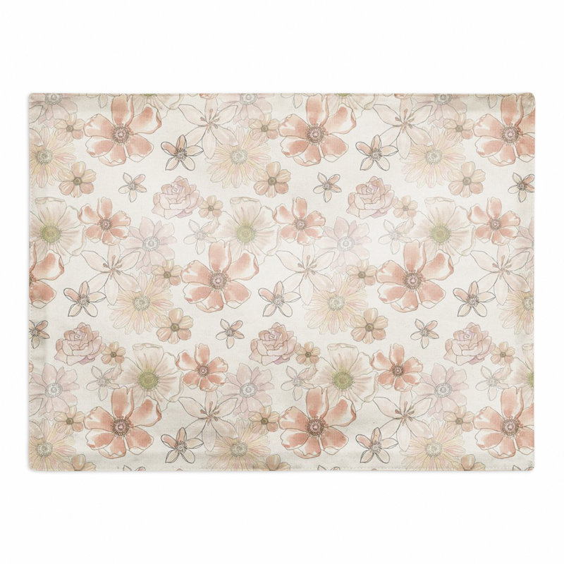 Forlini, aquarelle de fleurs sur un napperon 7458-CG, Blanc