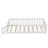 Twin Size Kids Floor Bed with Safety Rails and Door, Low Profile Pine Wood Bed for Independent Sleep, White-117497431-117497430