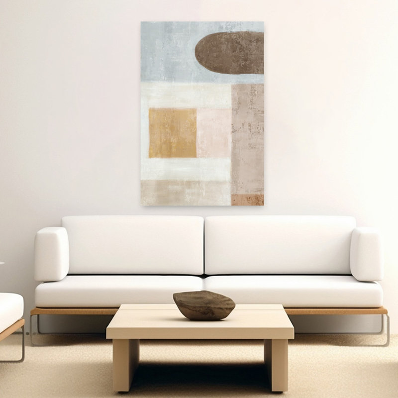 Art de paysage marin abstrait géométrique subtil, H 60 po x l 40 po