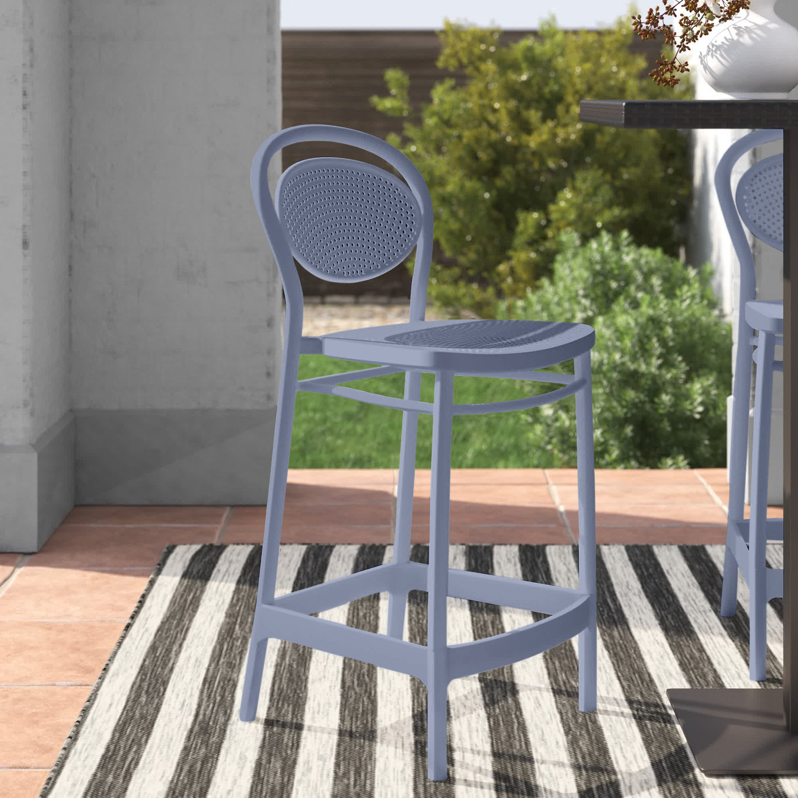 Farrah Outdoor Bar Stool, Dark Gray, Counter Stool (25.6" Seat Height)