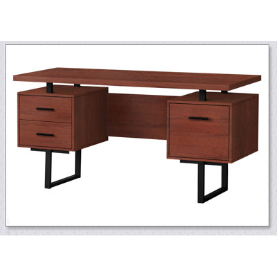 Contemporary 60-Inch Computer Desk with Storage Drawers and Reversible Configuration for Home Office