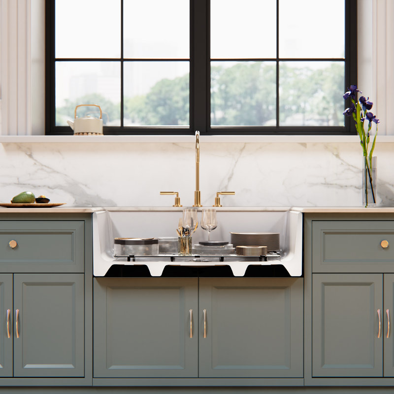 Évier de cuisine encastré en argile réfractaire simple 33 po ELLAI Farmhouse Sink