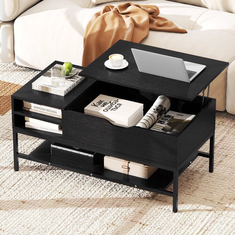 Lift Top Coffee Table with Storage, Black