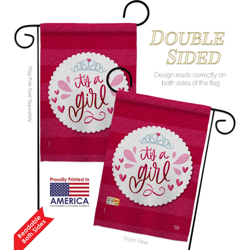 Double Sided 18.5 in. H x 13 in. W Polyester New Baby Garden flag