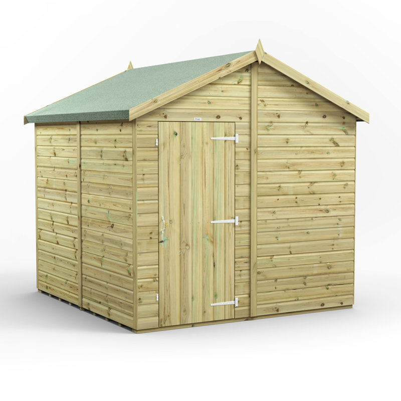 Powersheds 8 x 8ft Premium Pressure Treated Timber Windowless Apex Garden Shed