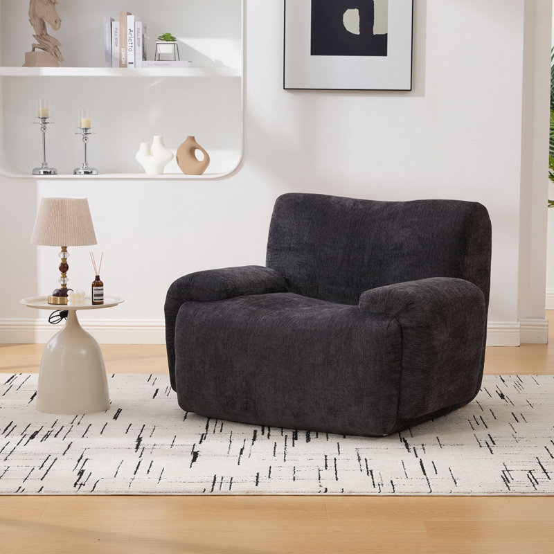 Fauteuil d'appoint large et surdimensionné rembourré, Noir