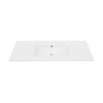 48" Zero Hole Vanity Sink Top In Glossy White