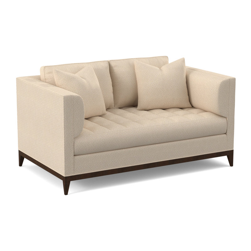 Paramount Upholstered 64'' Loveseat, American Walnut, Filigree Ivory 100% Polyester
