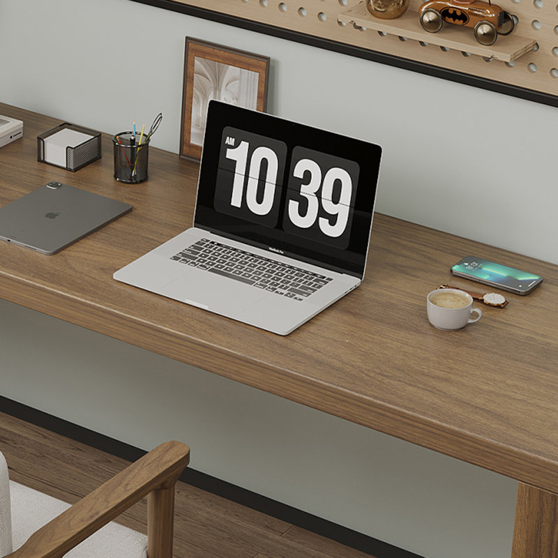 Bureau rectangulaire en bois massif noyer, H 29,53 po x l 70,87 po x P 23,62 po, Retour à gauche