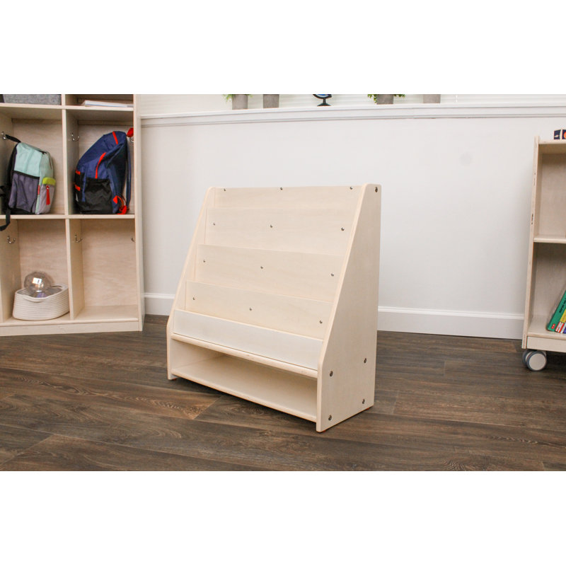 Angeles Birch Mobile 4-Shelf Book Display with Storage