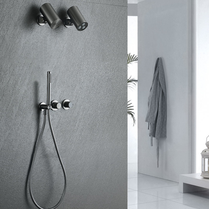 Système de douche complet avec inverseur Lamh, Gris bronze