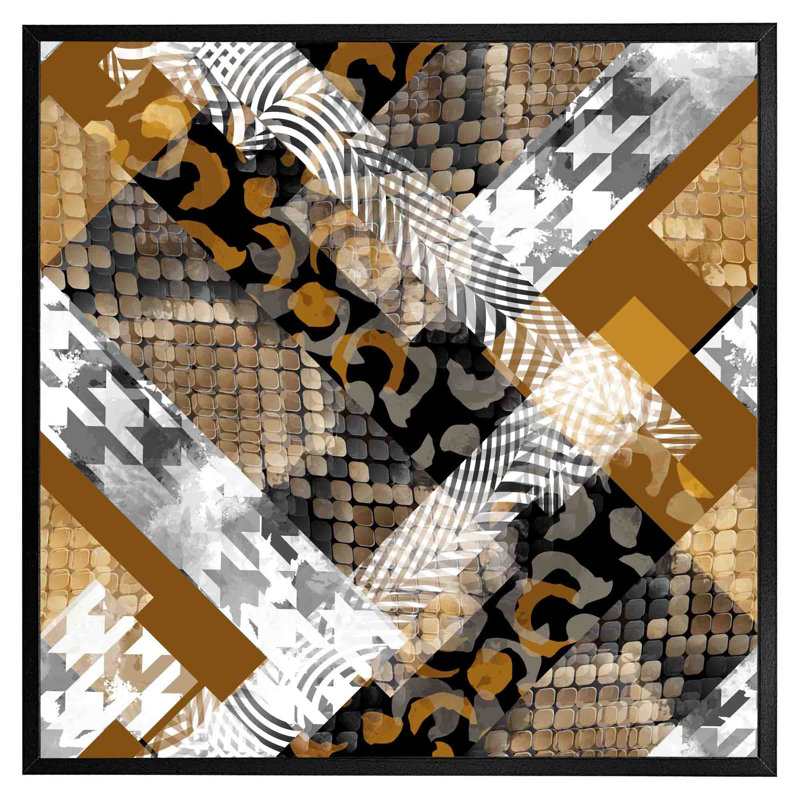 Alzada Geometric Snake Skin & Patterns - Single Picture Frame Print, Black Framed, 61cm H x 61cm W x 4cm D