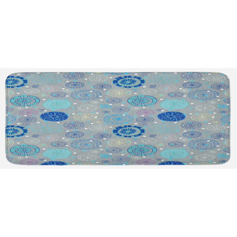 Tapis de cuisine abstrait avec flocons de neige abstraits sur fond beige