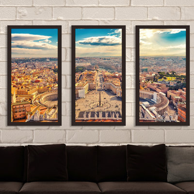 Place Saint-Pierre au Vatican, Rome - ensemble de 3 reproductions de photos sur acrylique