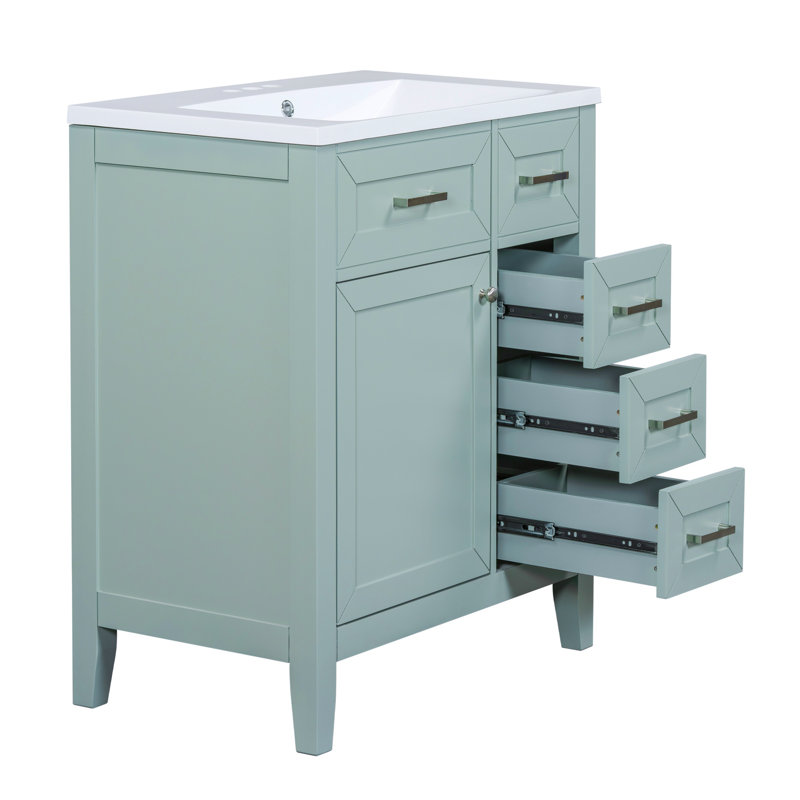 Ensemble de meuble-lavabo 30 po avec lavabo, armoire de salle de bain avec tiroirs, structure solide et panneau de fibres à densité moyenne