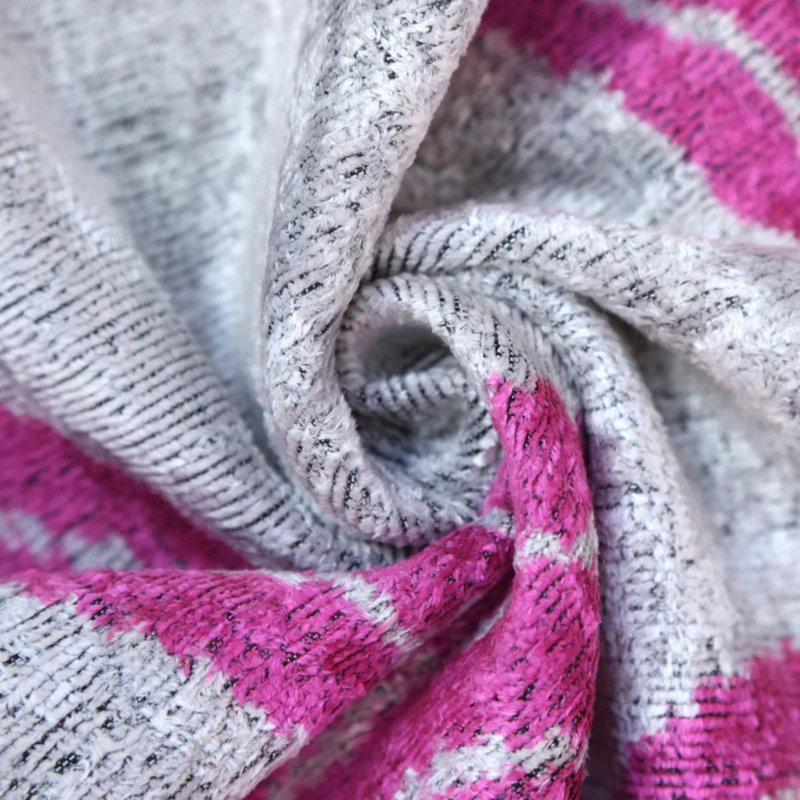 Coussin lombaire en velours fuchsia fait à la main argent et rose 16 x 24 - Coussin de designer moderne abstrait
