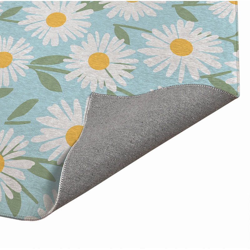 Paillasson Sweet Daisy, Bleu ciel, L 60 po x L 84 po