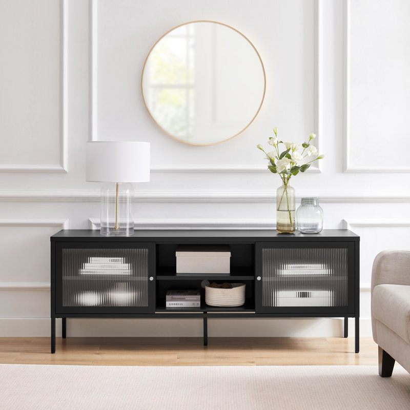 Niccolino Metal & Ribbed Glass Cabinet - Modern Deco Design