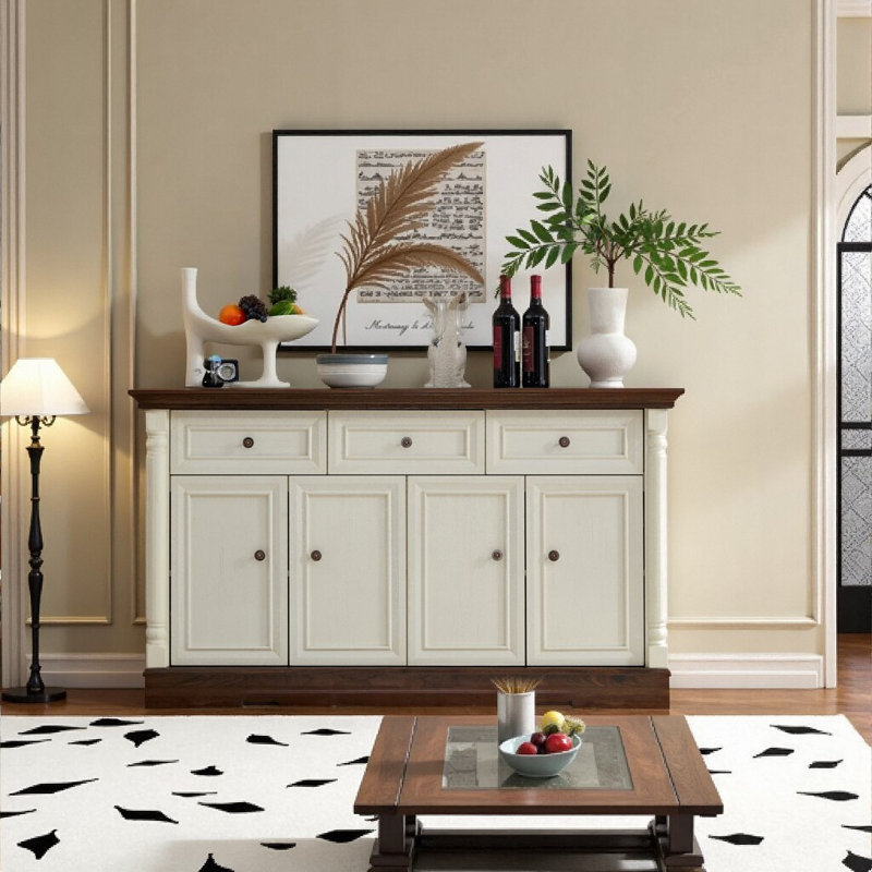Buffet spacieux de style campagnard - Rangement robuste et design multifonctionnel, Blanc